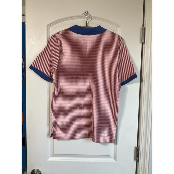 Free Assembly Polo Shirt Men Small Red Striped Contrast Collar Cotton Short Slv - Picture 2 of 7